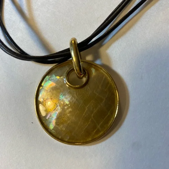 Lia Sophia, Vintage, Necklace, Gold & Black, w Gold Round Pendant (removable) - Picture 3 of 6